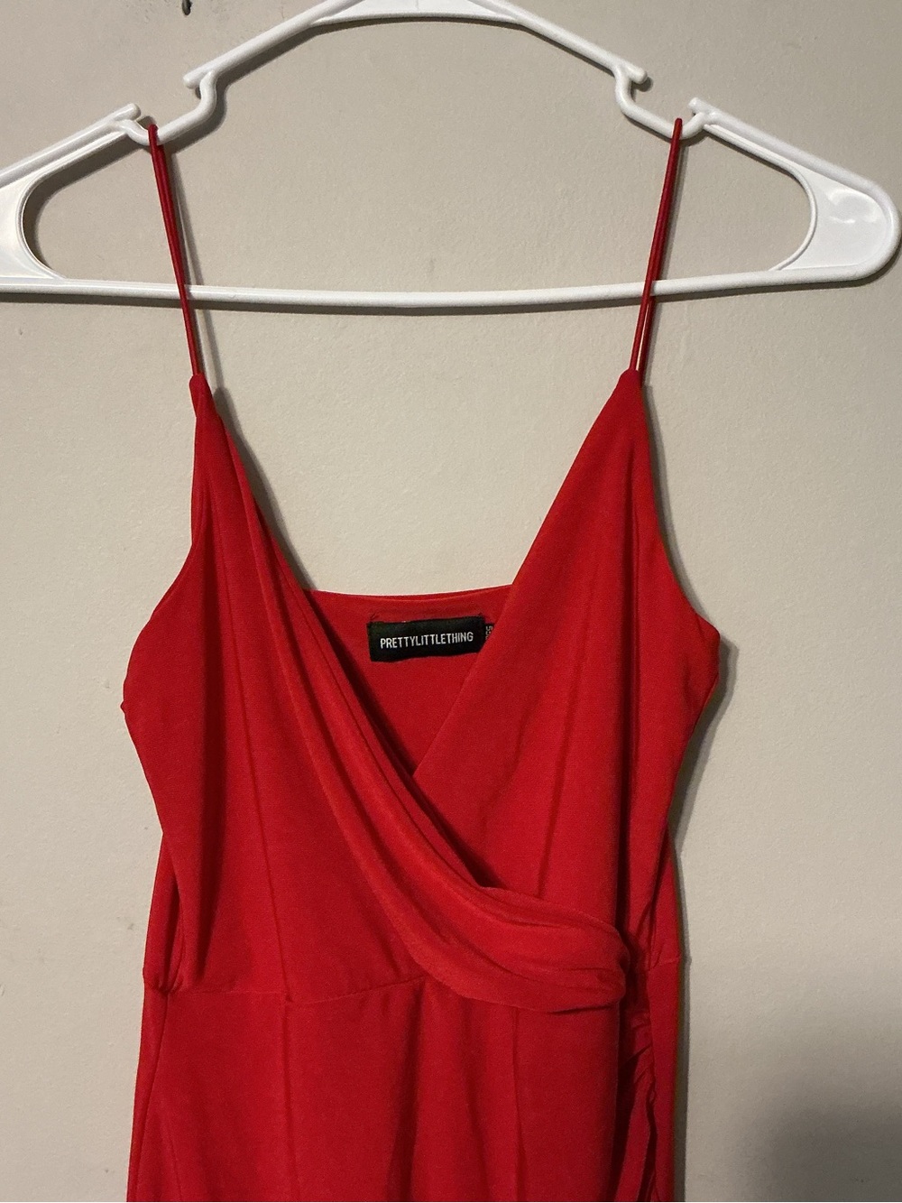PrettyLittleThing Red Draped Ruched Mini Dress - Picture 2 of 6